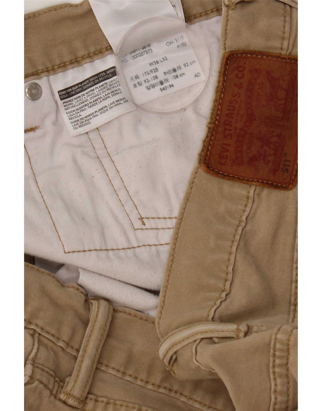 Pantaloni casual slim da uomo Levi's W36 L32 in cotone beige