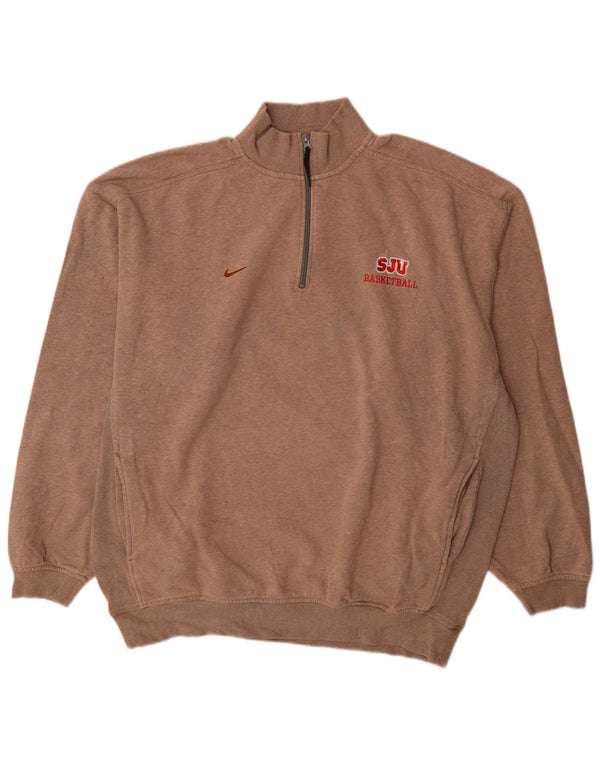 Felpa con collo con zip Nike Saint John's University da uomo, maglione XL Beige
