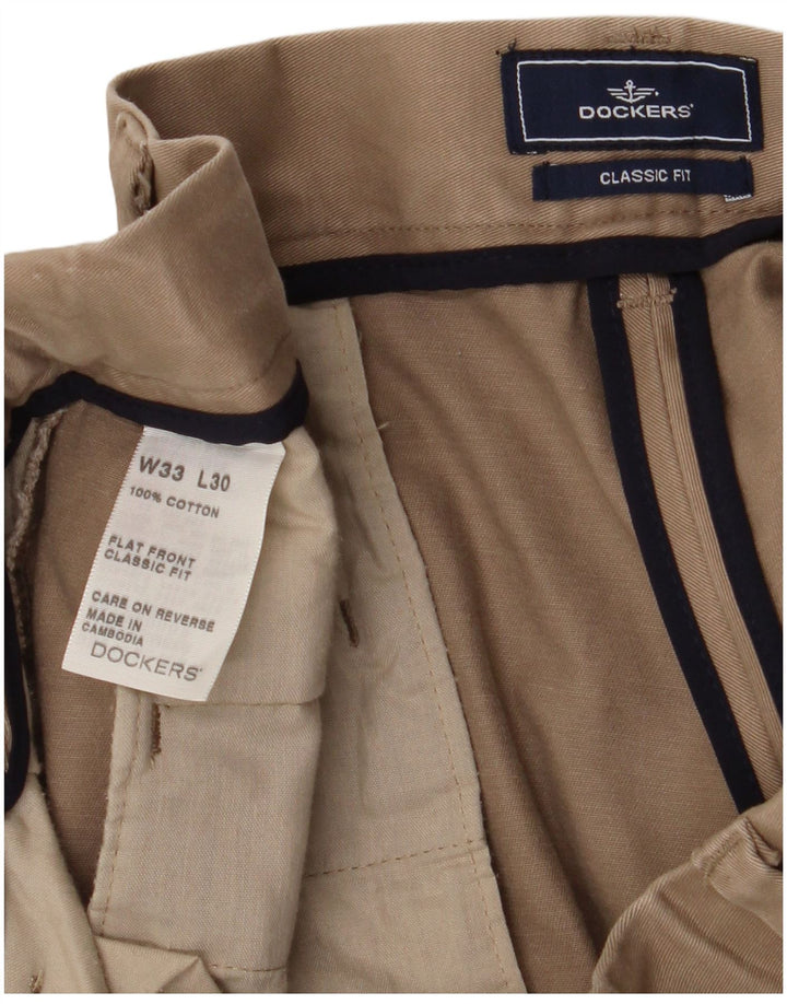 DOCKERS Pantaloni chino dritti da uomo vestibilità classica W33 L30 cotone beige