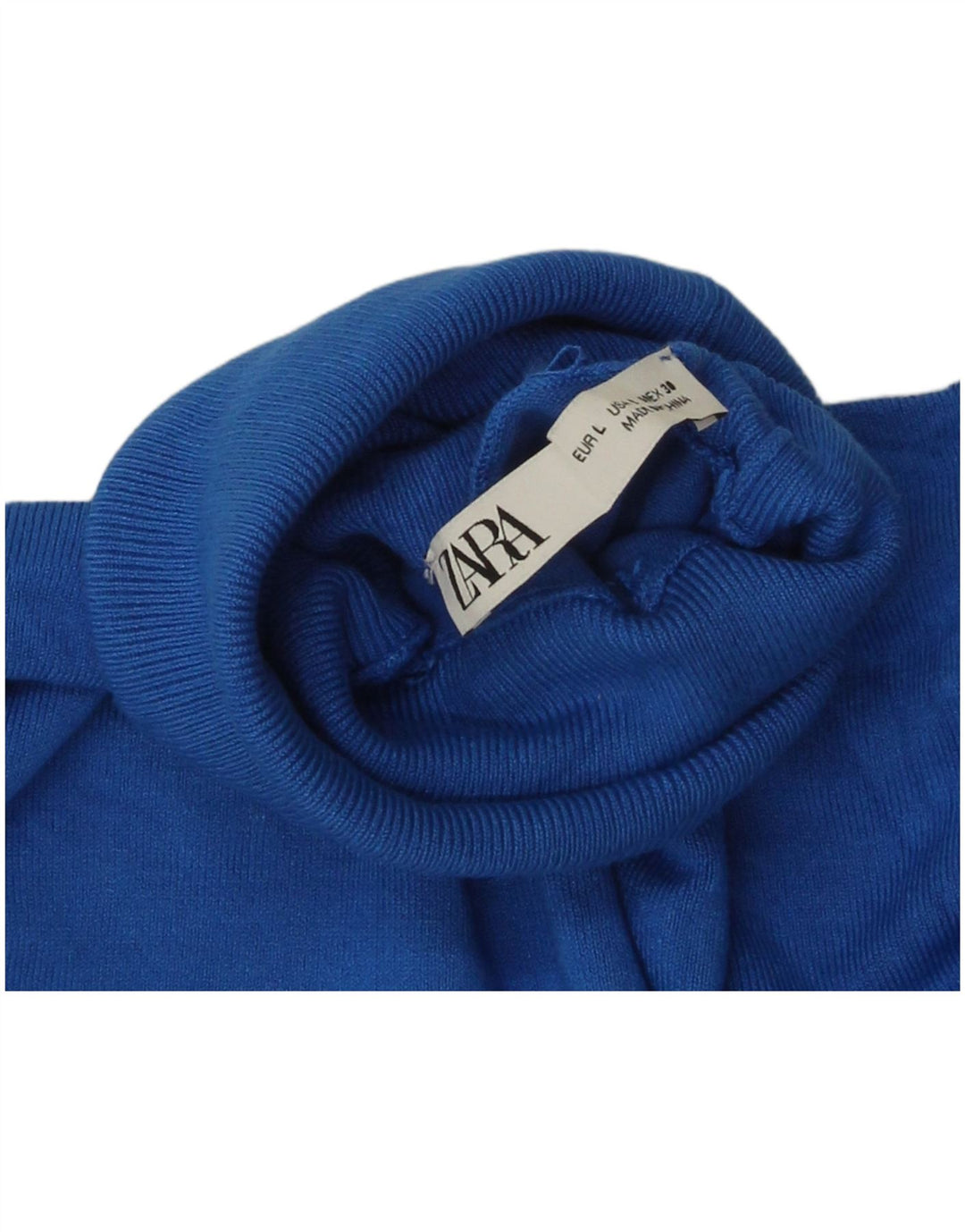 Maglione maglione a collo alto da donna Zara UK 14 grande viscosa blu