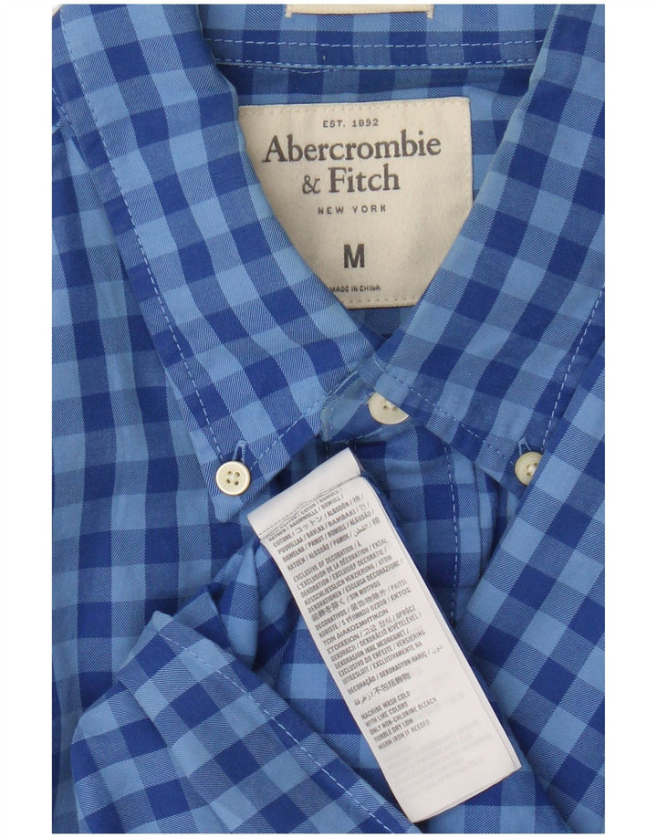 Camicia a quadri da uomo Abercrombie & Fitch in cotone a quadri blu medio