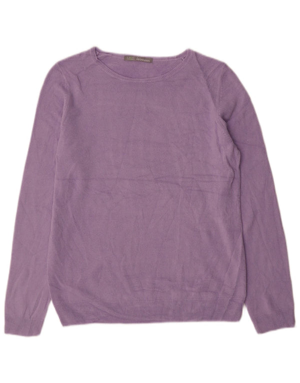 Maglione maglione con scollo a barca da donna Marks & Spencer UK 12 Acrilico viola medio