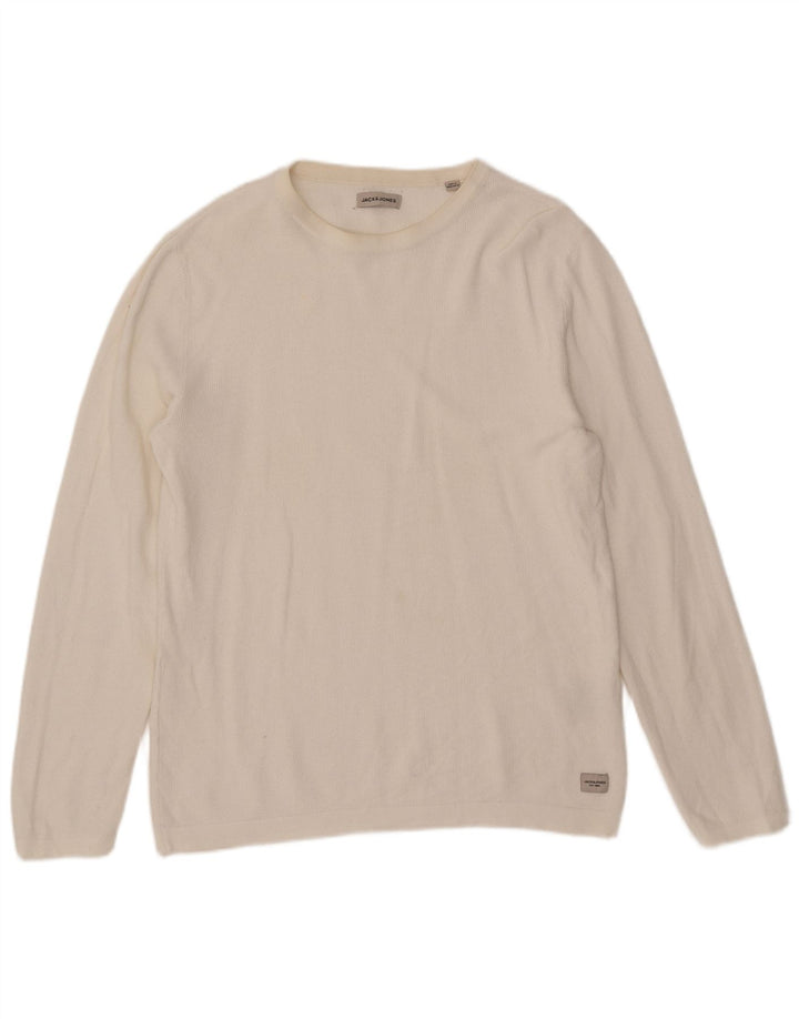 Maglione maglione girocollo da uomo Jack & Jones grande cotone bianco