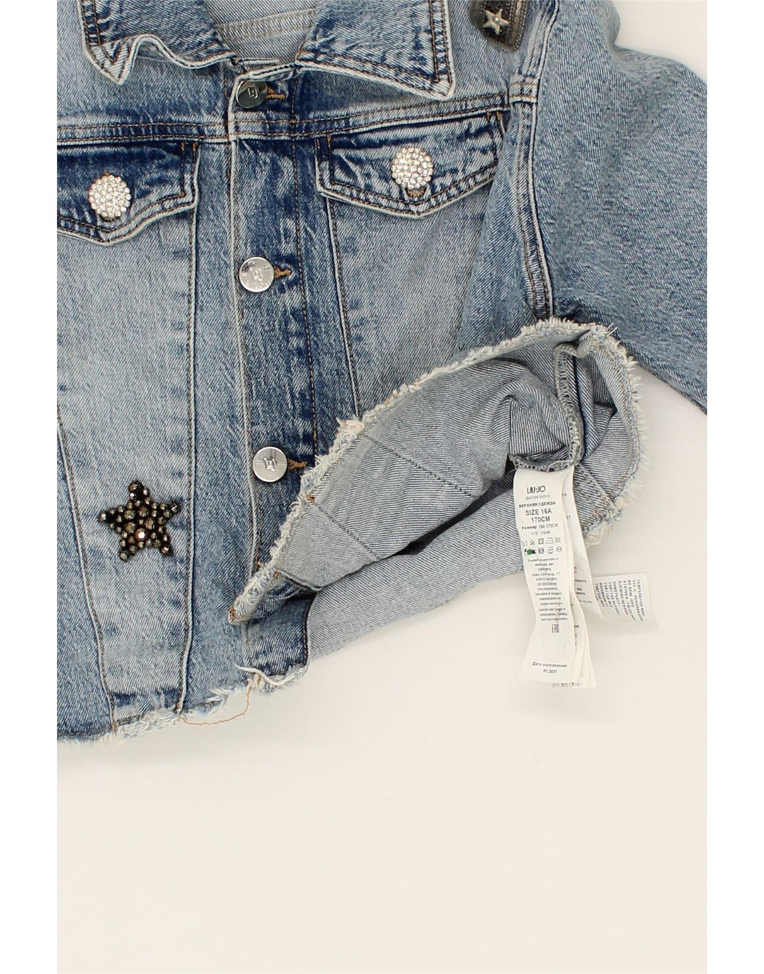 LIU JO Girls Crop Denim Jacket 15-16 Years Blue Cotton Vintage Liu Jo and Second-Hand Liu Jo from Messina Hembry 