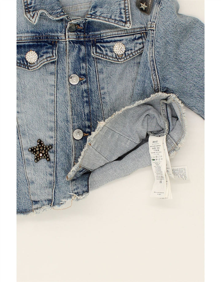 LIU JO Girls Crop Denim Jacket 15-16 Years Blue Cotton Vintage Liu Jo and Second-Hand Liu Jo from Messina Hembry 