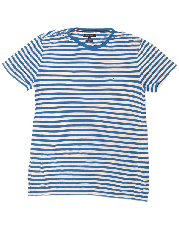 T-shirt slim fit da uomo Tommy Hilfiger Top XL in cotone a righe blu