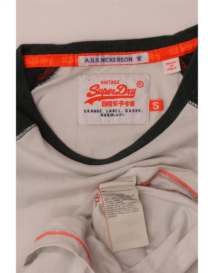 Top da uomo Superdry a maniche lunghe in cotone color block bianco piccolo