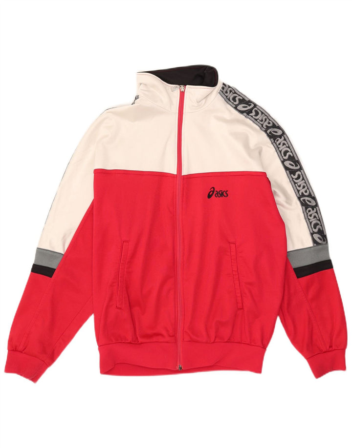 Giacca da tuta grafica da uomo Asics IT 48 Nylon color block rosso medio