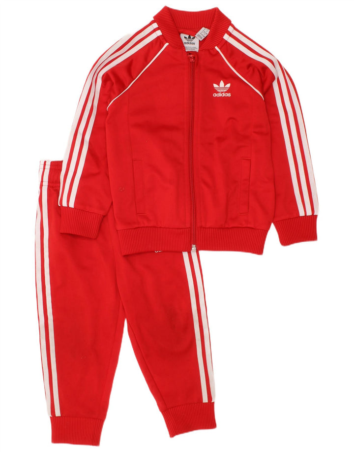 Pantaloni della tuta da bambina ADIDAS 18-24 mesi in poliestere rosso