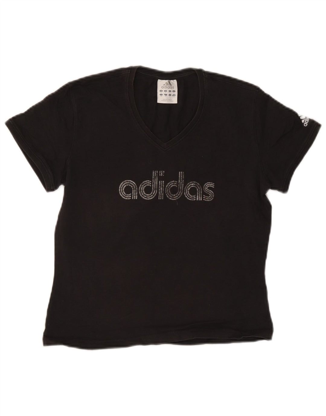 T-shirt grafica corta da donna ADIDAS Top UK 14 cotone nero medio