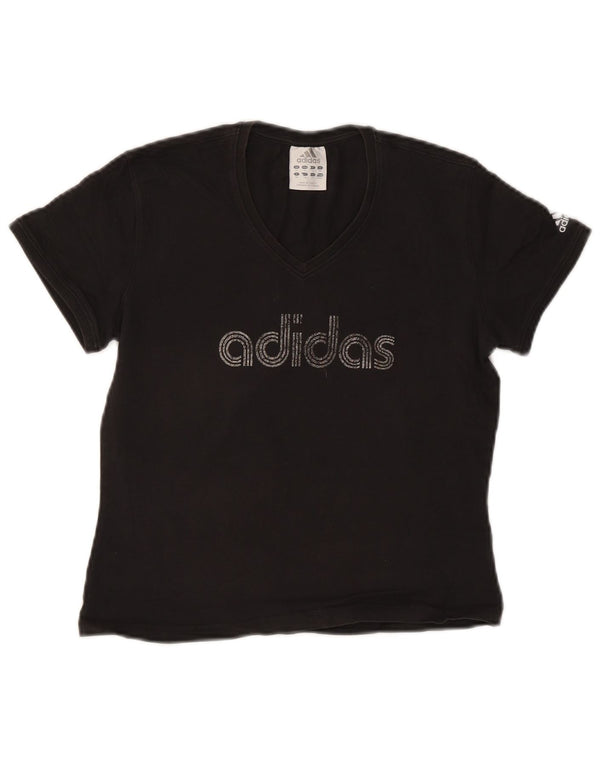 T-shirt grafica corta da donna ADIDAS Top UK 14 cotone nero medio