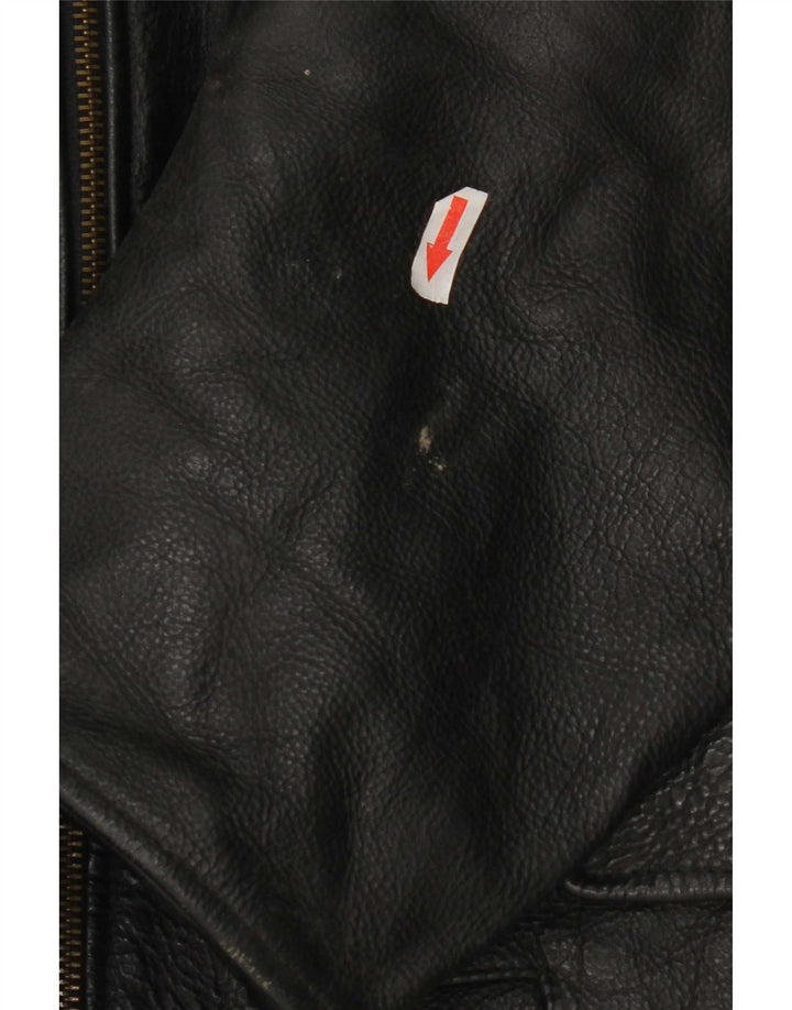 Giacca in pelle vintage da uomo UK 36 piccola nera