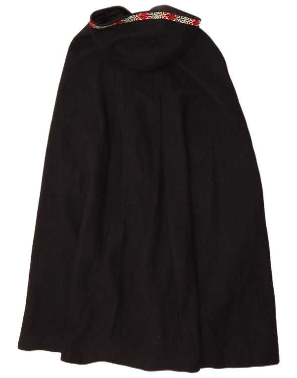 Cappotto vintage da donna con cappuccio con cappuccio, taglia unica, nero geometrico
