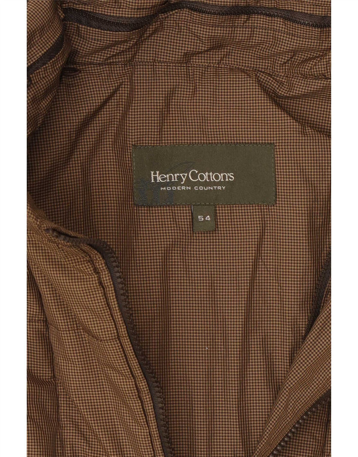 Gilet imbottito con cappuccio da uomo Henry Cottons IT 54 2XL Poliestere a quadretti marrone