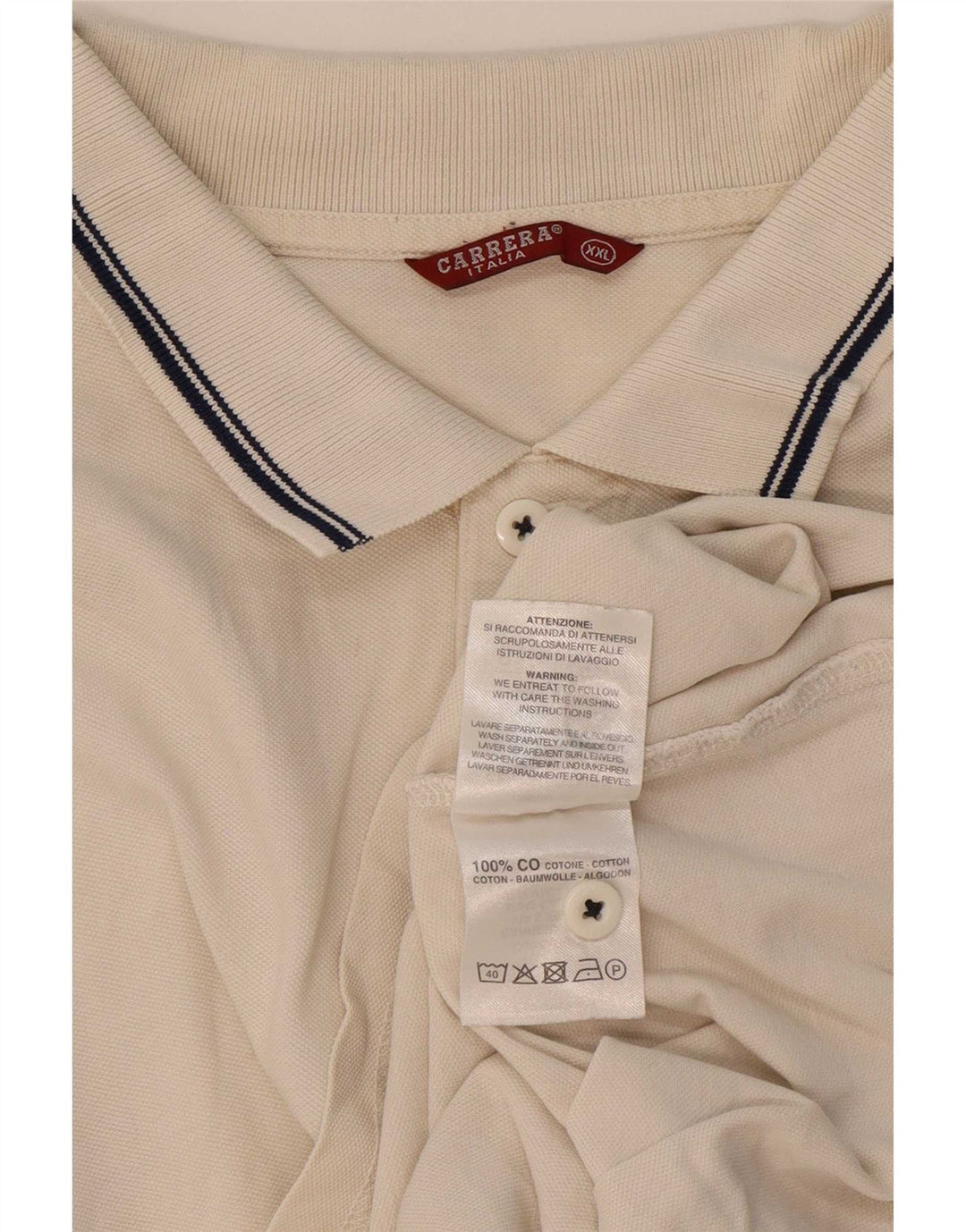 Polo da uomo Carrera 2XL cotone a righe bianche