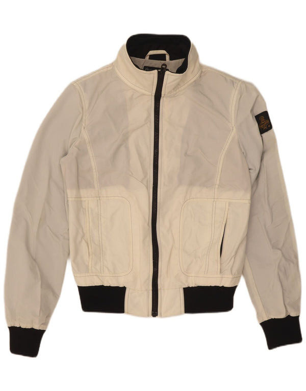 Refrigiwear Giacca bomber Cruz da donna UK 14 Large in nylon color block bianco