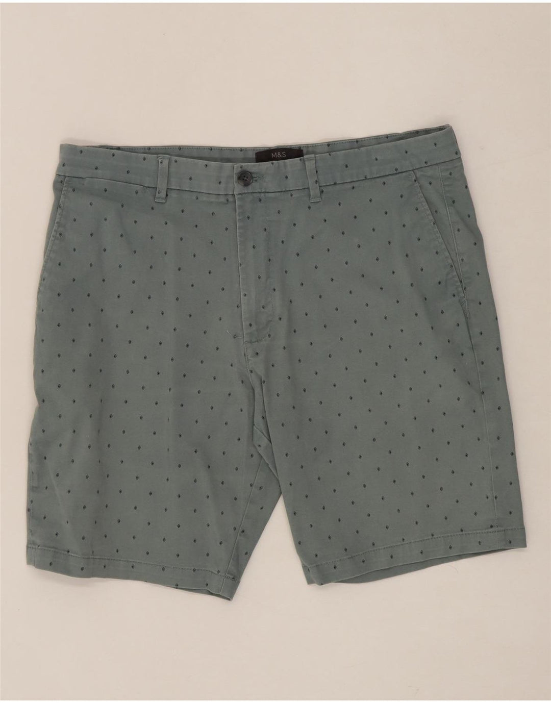 MARKS & SPENCER Mens Chino Shorts W36 Large Blue Spotted Cotton Vintage Marks & Spencer and Second-Hand Marks & Spencer from Messina Hembry 