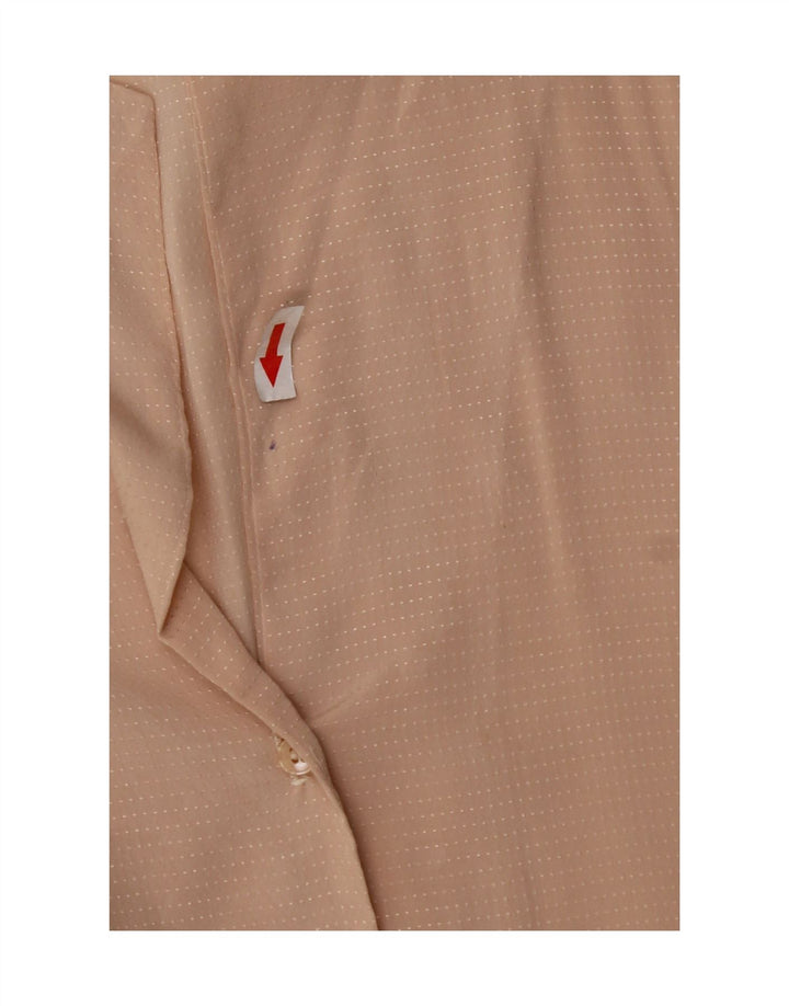 Camicetta camicia vintage da donna UK 14 Beige medio maculato