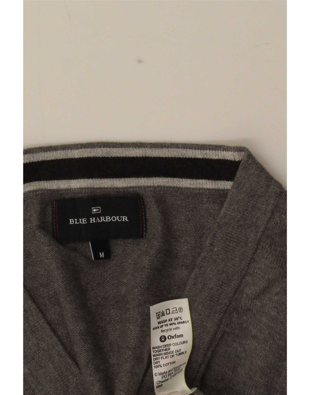 Maglione cardigan da uomo Marks & Spencer Blue Harbour in cotone grigio medio
