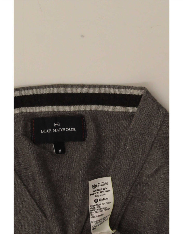 Maglione cardigan da uomo Marks & Spencer Blue Harbour in cotone grigio medio
