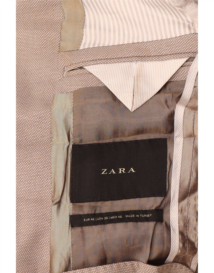 Giacca blazer a 2 bottoni da uomo Zara EU 46 piccola in poliestere beige