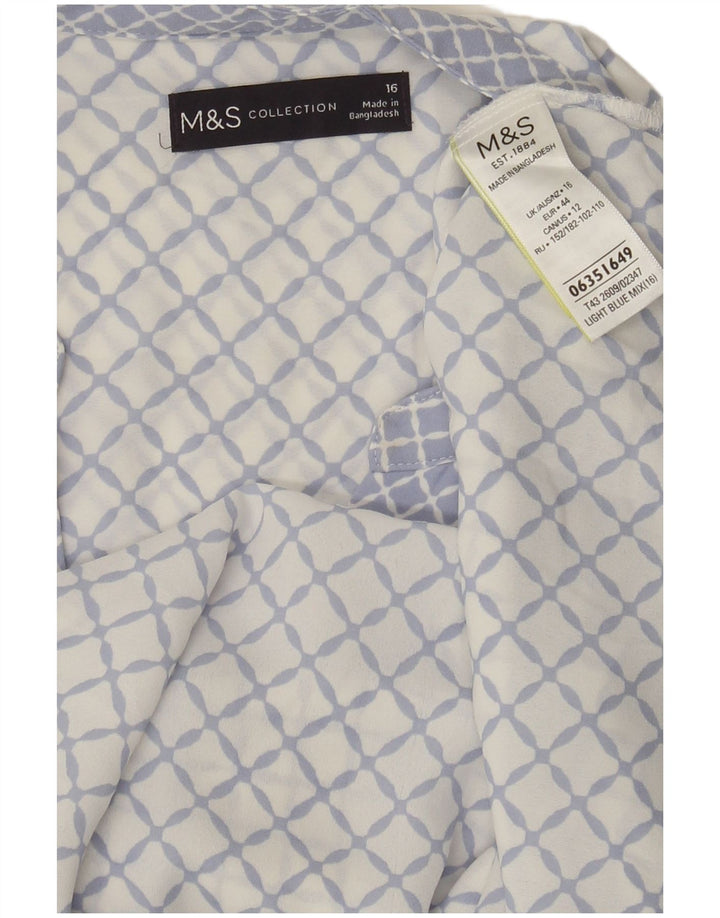 Top camicetta senza maniche da donna Marks & Spencer UK 16 grande blu geometrico