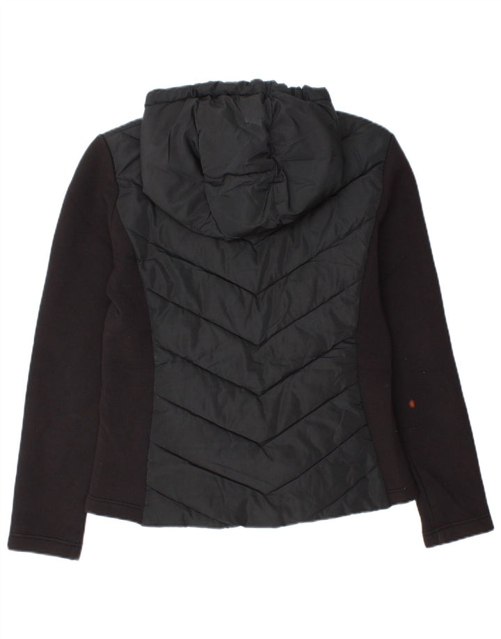 Giacca imbottita con cappuccio da donna Zara UK 12 viscosa color block medio nero
