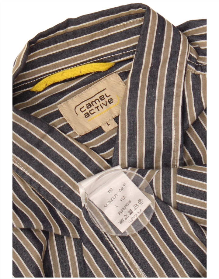 CAMEL ACTIVE Camicia da uomo grande in cotone a righe blu navy