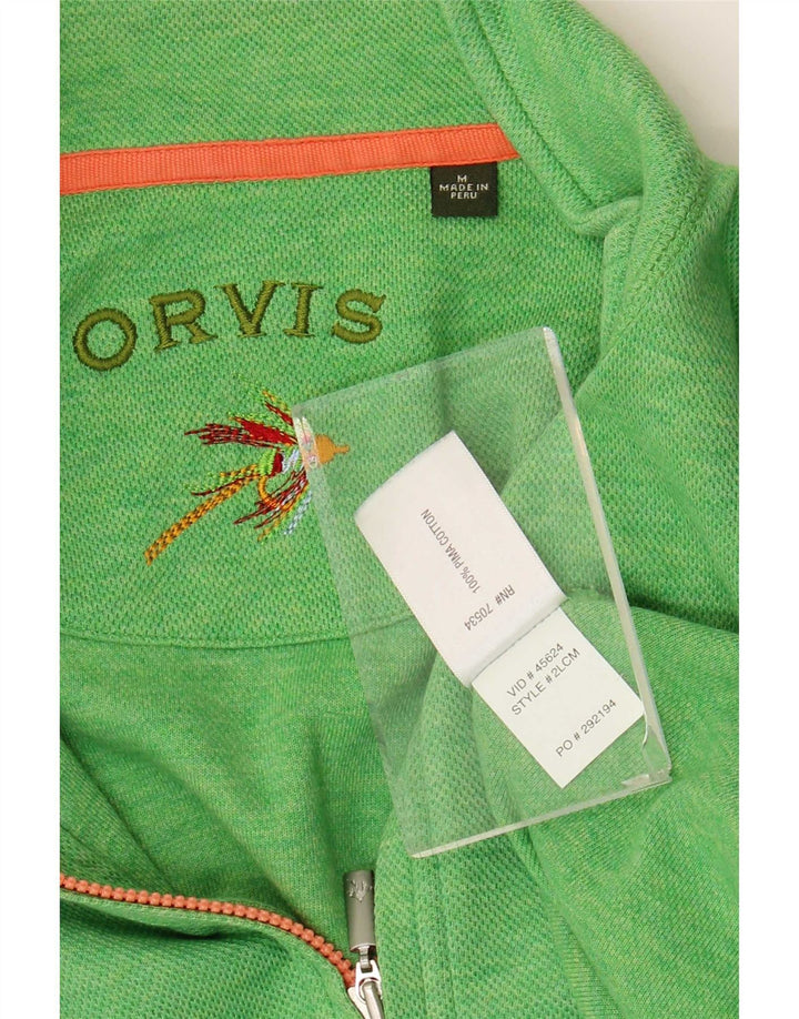 Maglione da uomo con zip e collo Orvis in cotone verde medio