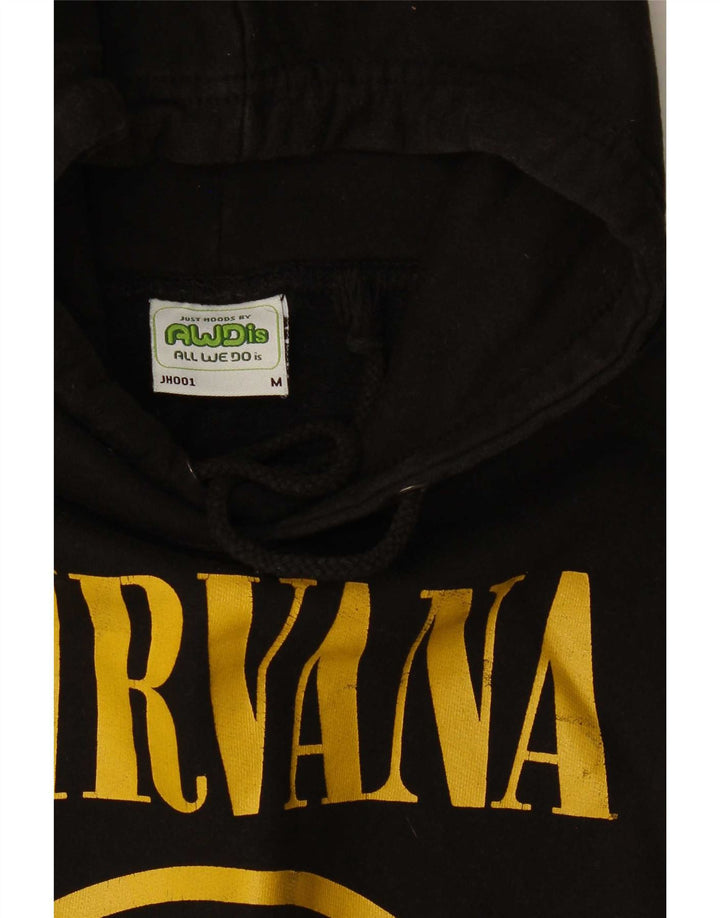 Maglione con cappuccio grafico Nirvana vintage da uomo in cotone nero medio