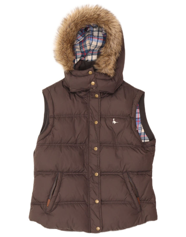 Gilet imbottito con cappuccio da donna Jack Wills UK 14 grande Marrone