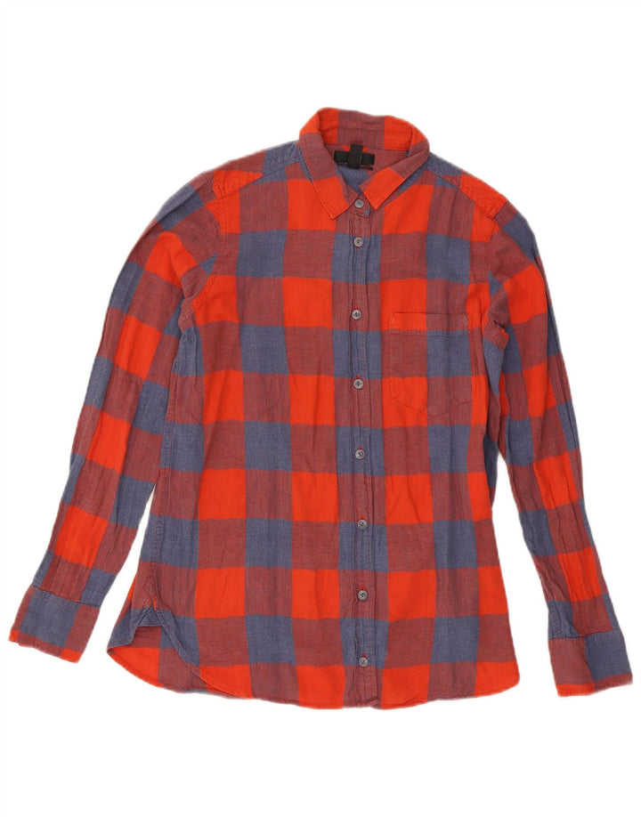 Camicia di flanella da donna J. Crew US 4 piccolo cotone a quadri rossi