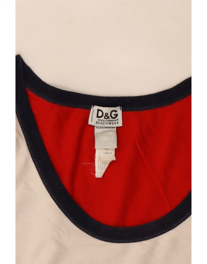 Dolce & Gabbana Canottiera grafica da uomo Top rosso medio in cotone color block Beach