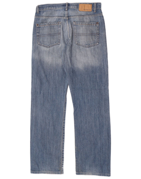 Jeans dritti da uomo Calvin Klein vestibilità rilassata W30 L30 cotone blu