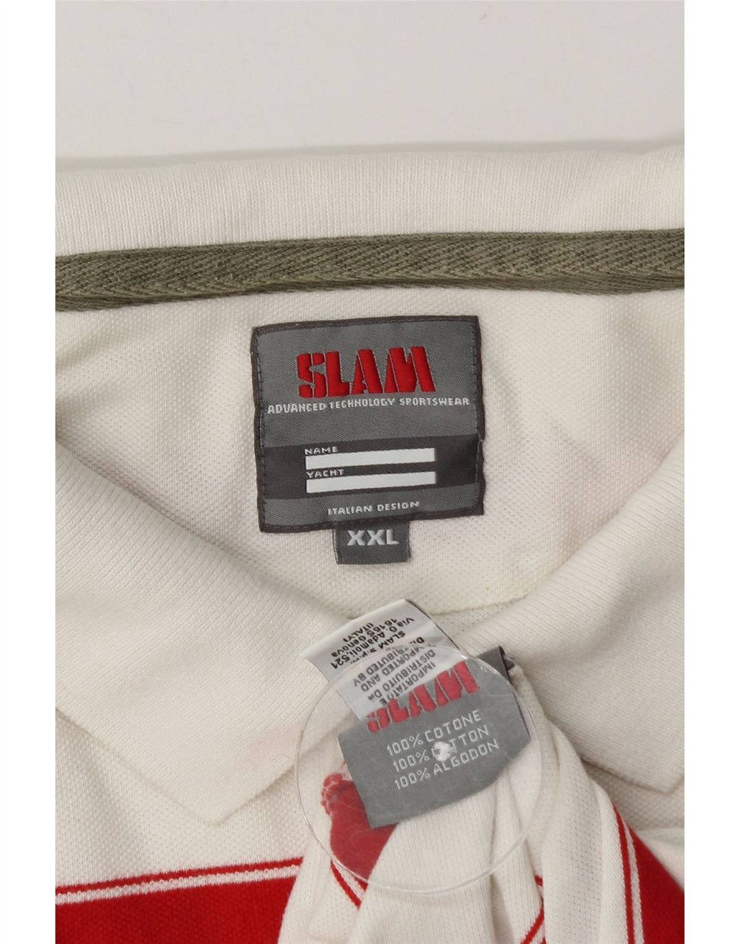 Polo da uomo Slam 2XL in cotone a righe bianche