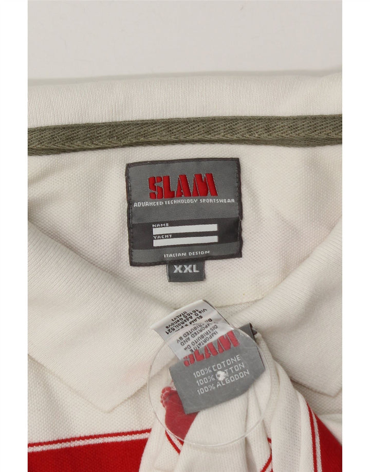 Polo da uomo Slam 2XL in cotone a righe bianche