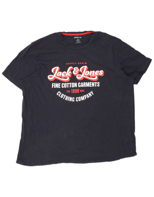T-shirt grafica da uomo Jack & Jones Top 2XL cotone blu navy