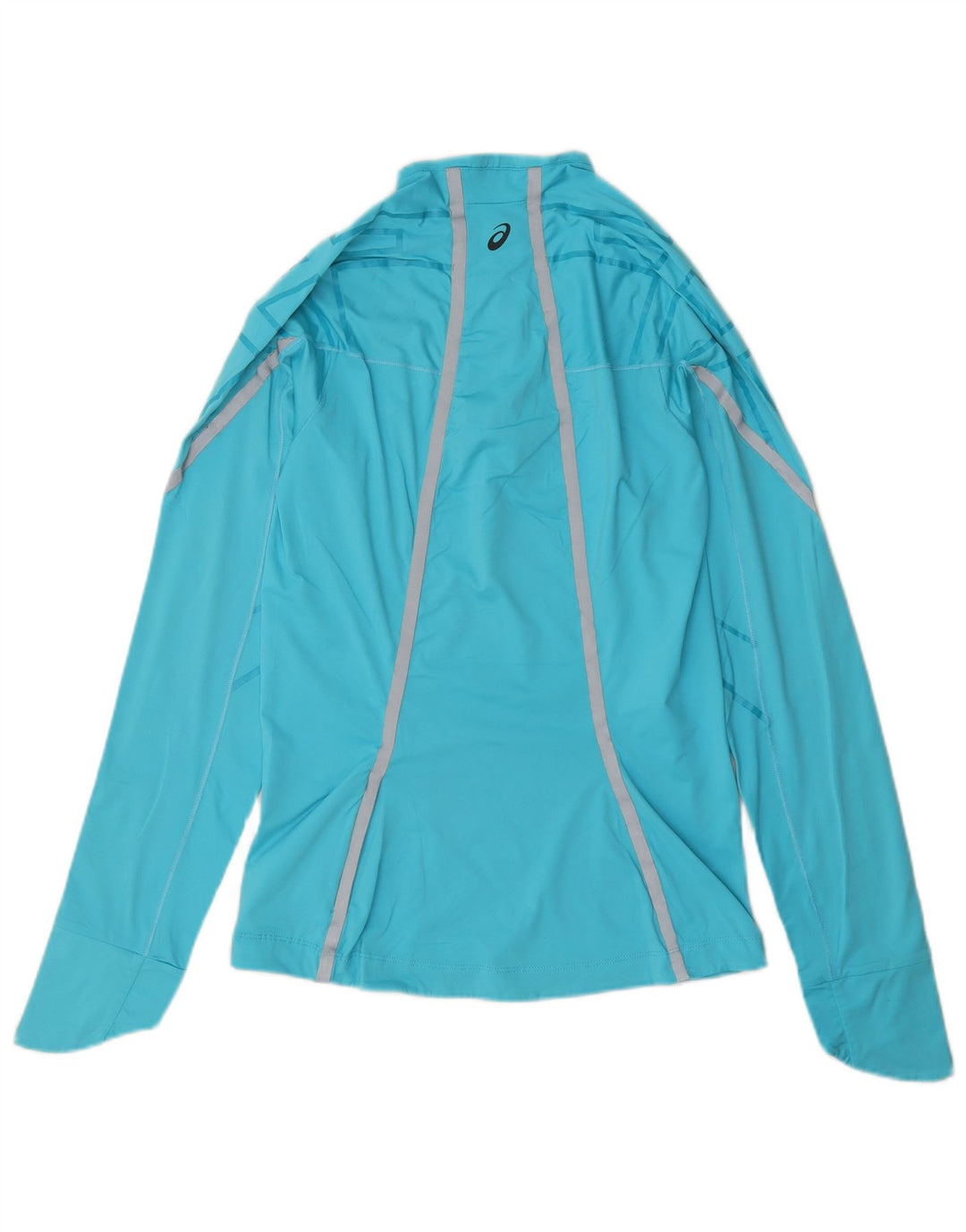 Asics - Top da tuta da donna con zip e collo, pullover, UK 12, blu medio geometrico