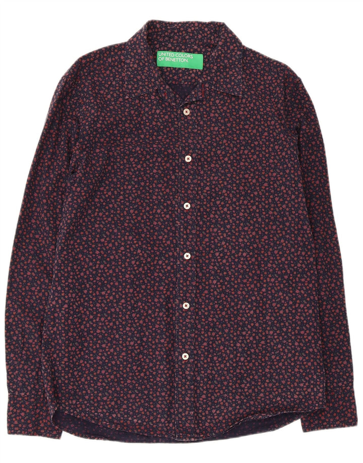 Camicia da uomo BENETTON media blu navy floreale