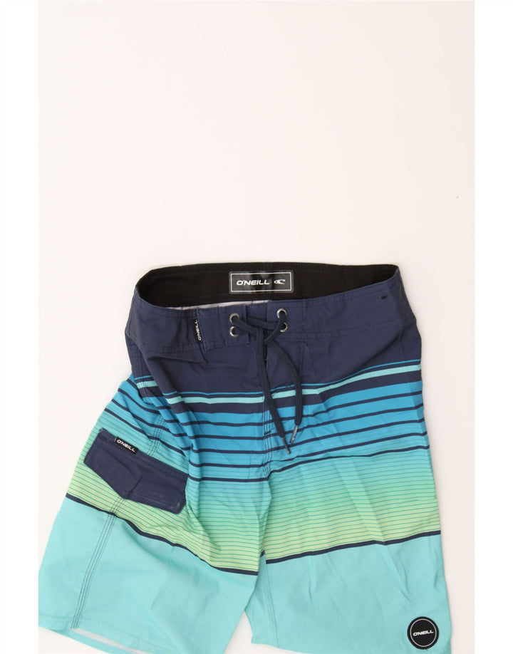 O'NEILL Boys Swimming Shorts 7-8 Years Blue Striped Polyester Vintage O'Neill and Second-Hand O'Neill from Messina Hembry 
