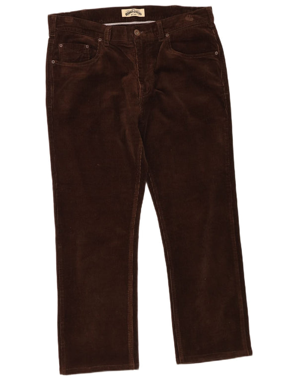 Pantaloni dritti da uomo in velluto a coste Rifle W36 L28 in cotone marrone