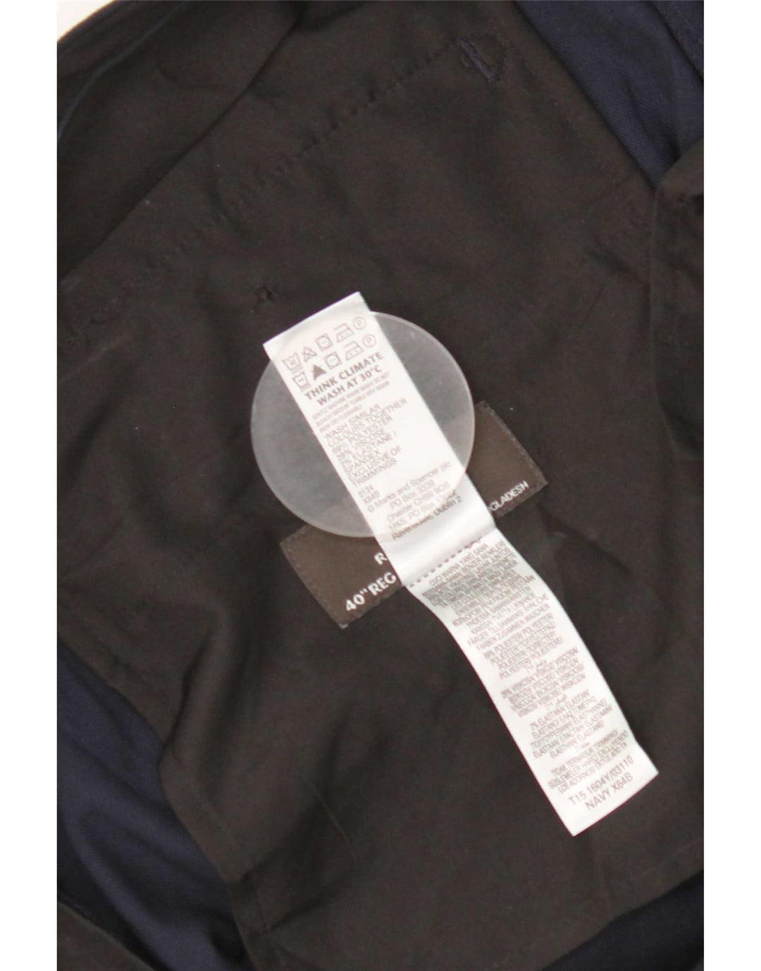 Pantaloni casual vestibilità regolare da uomo Marks & Spencer W40 L31 Blu Navy