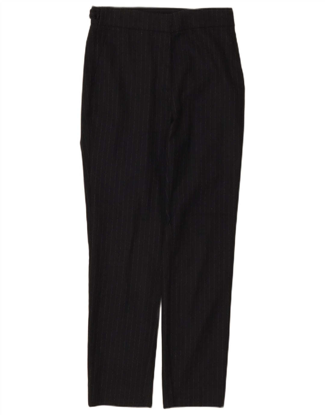 Pantaloni da abito slim da donna Zara piccoli W26 L27 poliestere gessato blu navy