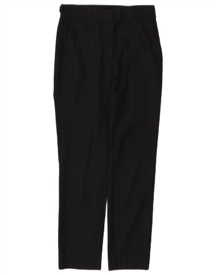 Pantaloni da abito slim da donna Zara piccoli W26 L27 poliestere gessato blu navy