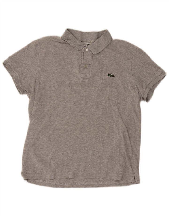 Polo da uomo slim fit Lacoste taglia 4 in cotone grigio medio