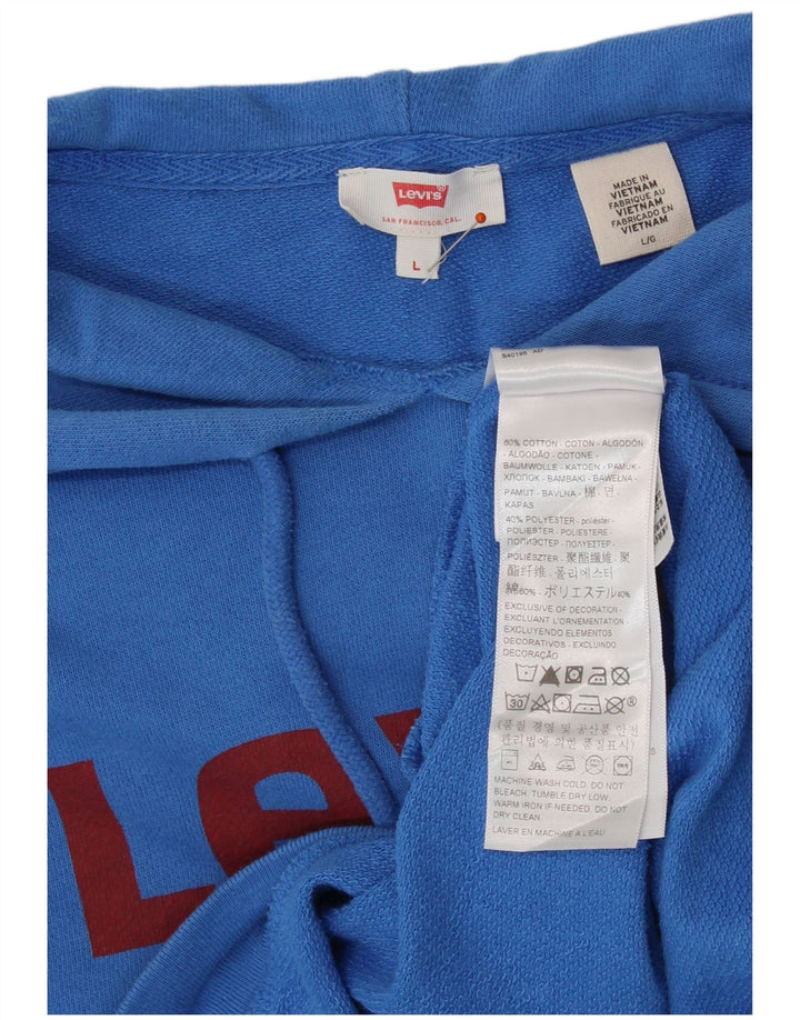 Maglione con cappuccio oversize grafico da donna LEVI'S UK 16 grande cotone blu