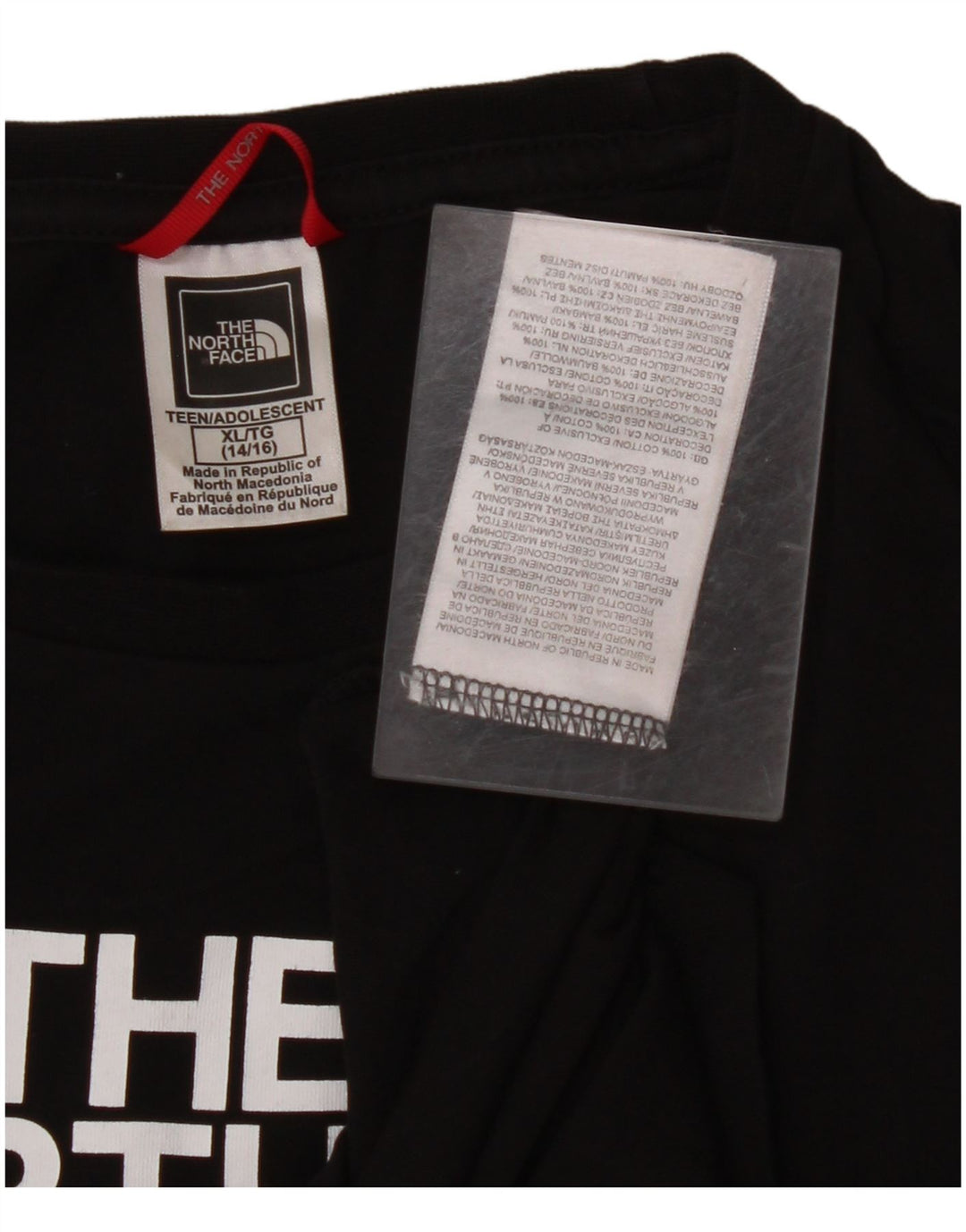 THE NORTH FACE Top grafico per ragazze manica lunga 14-15 anni XL cotone nero