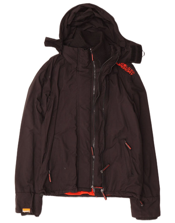 Giacca a vento con cappuccio da uomo SUPERDRY UK 14 nylon nero medio