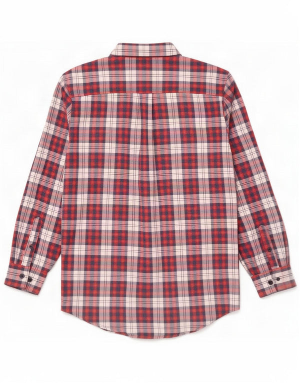 Camicia vintage in flanella da uomo in cotone a quadri rosso medio