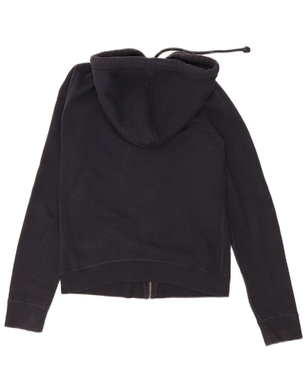 Felpa con cappuccio e zip grafica Hollister da donna UK 10 Small in cotone nero